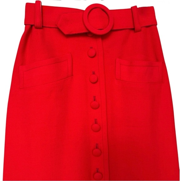 Vintage 60s 70s Skirt & Jacket Two Piece Set Sz XXS XS Red Wool Blend Retro Mod - Picture 5 of 12